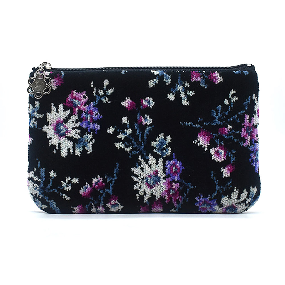 日本製 フラットポーチ ジュリア シェニール織 チャーム付 お薬手帳入れ ギフトラッピング対応可