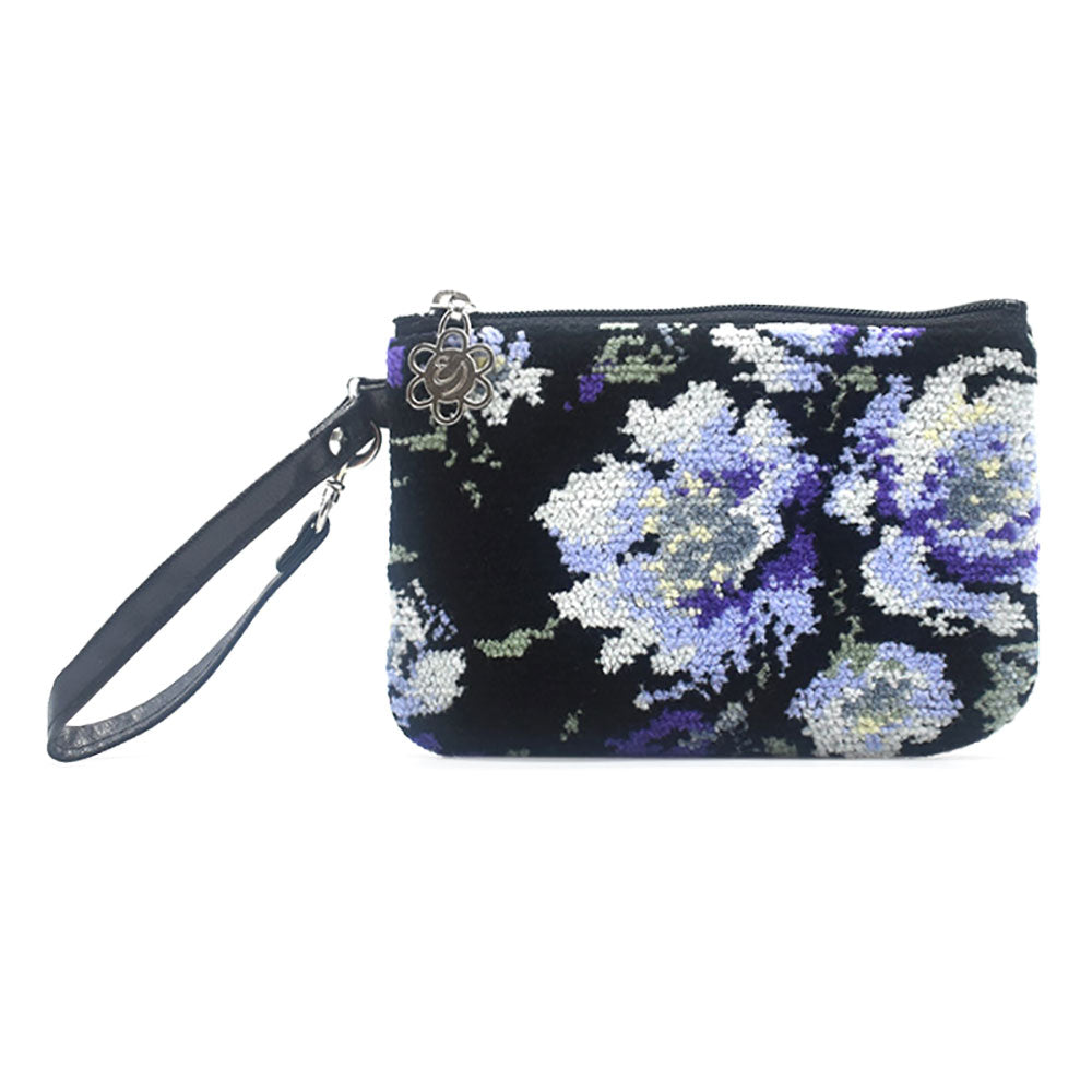 日本製 ストラップポーチ シェニール織 ローズソフィア 小さめ チャーム付 カバンに付けられる パスケース ギフト対応可