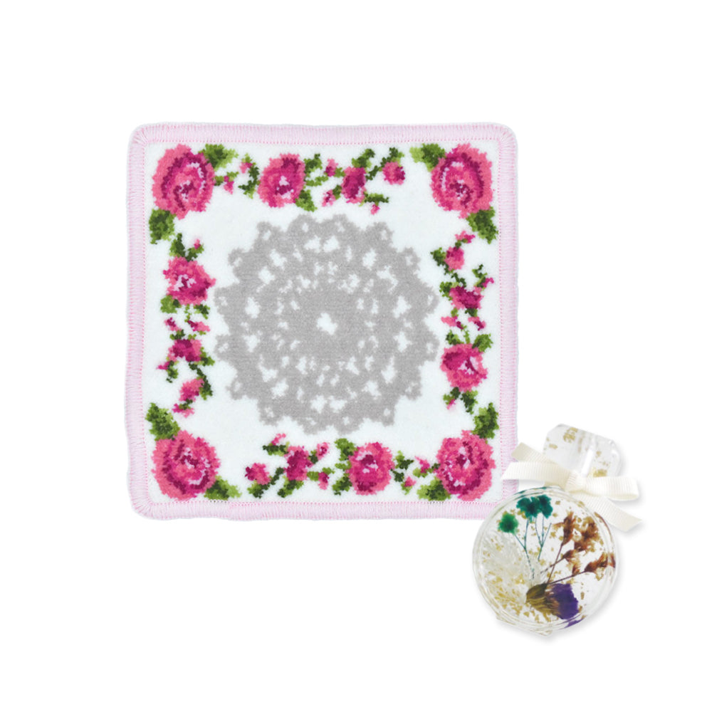 日本製 シェニール織 リトルローズ ミニハンカチ&ディフューザーセット ギフトセット パフューム Enjeau アーンジョー