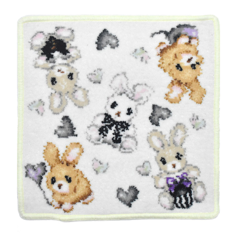 ぬいぐるみシリーズ パンダ柄 テディベア柄 うさぎ柄 シェニール織 ハンカチ