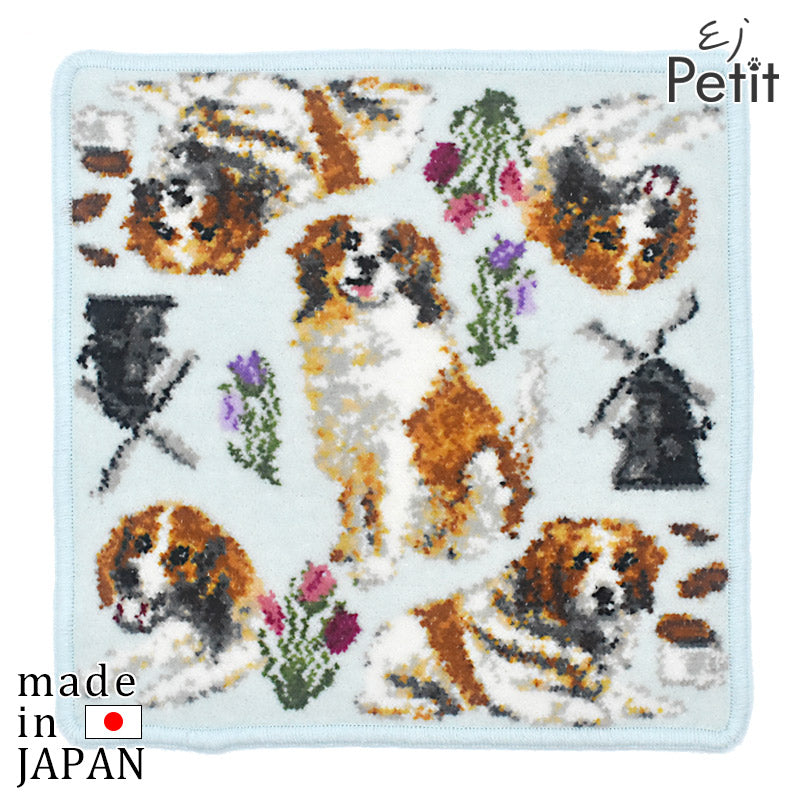 コーイケルホンディエ 日本製 シェニール織 ハンカチ 犬猫柄 EjPetit