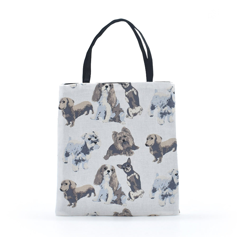 Linen la vie(リネン ラ・ヴィ):日本製 コットンリネンシリーズ 犬柄 ミニョントート ミニトートバッグ プードル キャバリア ダックス チワワ シュナウザー ヨークシャー