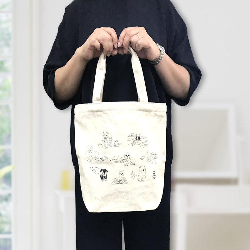 犬柄 お散歩バッグ 帆布 トートバッグ Linen la vie リネンラヴィ