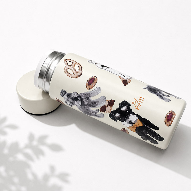 犬柄 水筒 保温 保冷 300ml 真空二重構造 ステンレス 魔法瓶 プードル シュナウザー ダックス Enjeau アーンジョー