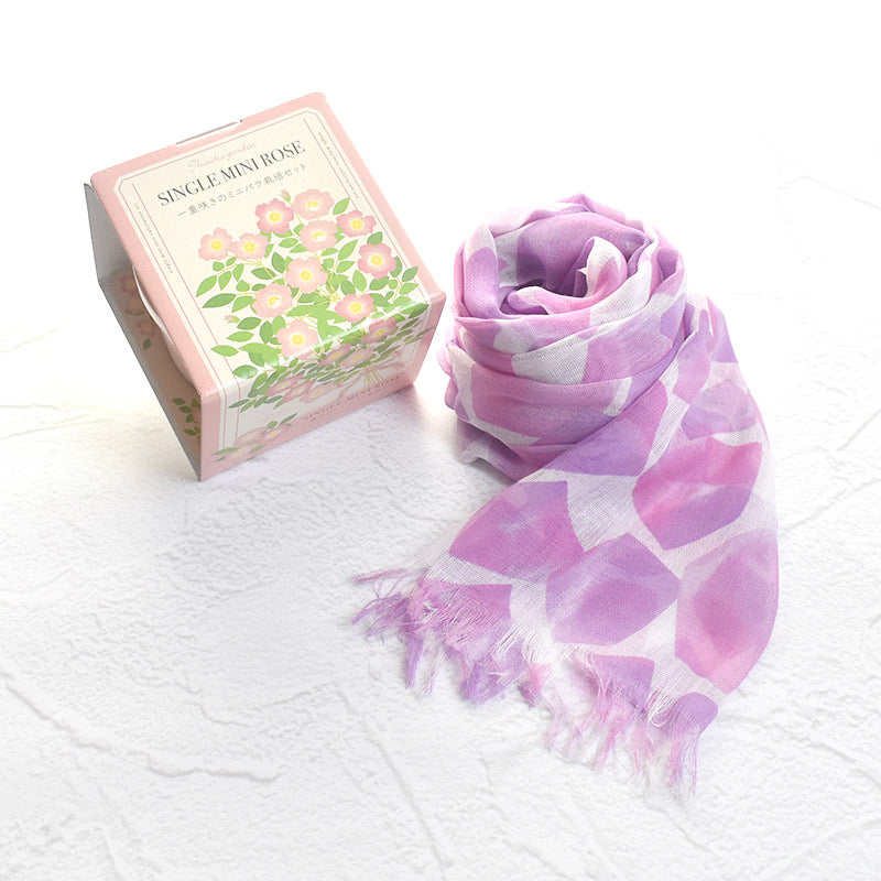 日本製 冷感 UVカット ショール & ミニバラ 栽培キット ギフトセット ストール 紫外線カット UV対策 ラッピング済み