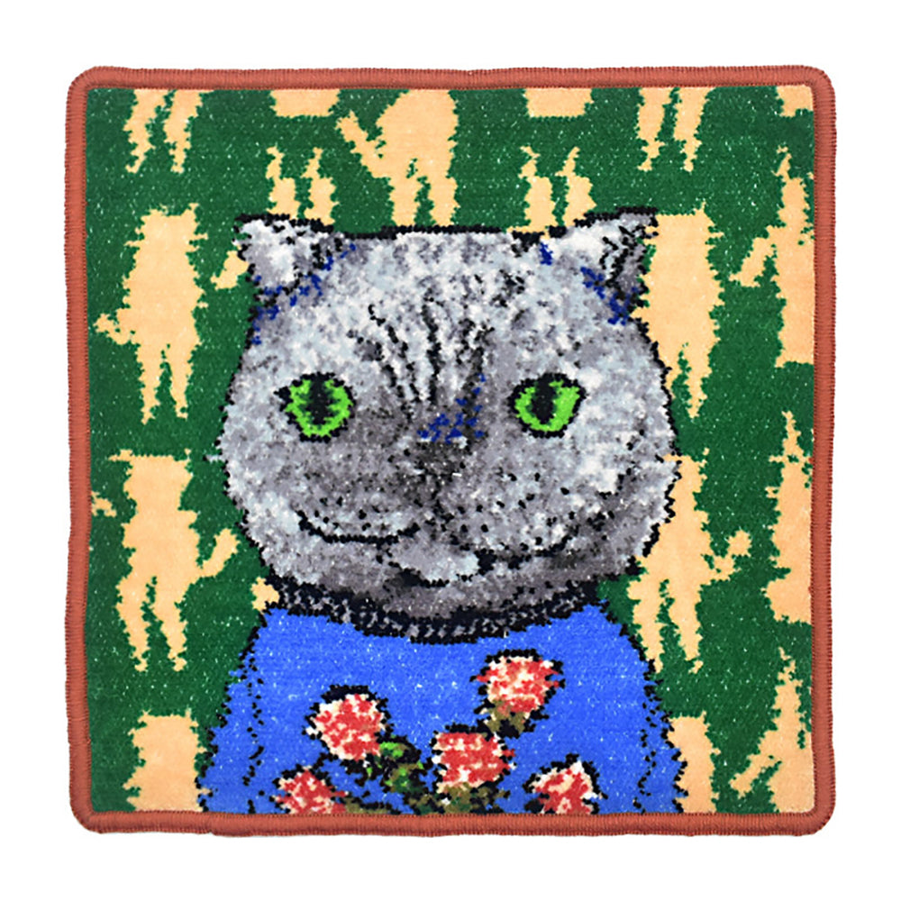 日本製 マンナイン mannine man9 猫キャラ シェニール織 タオルハンカチ Enjeau アーンジョー