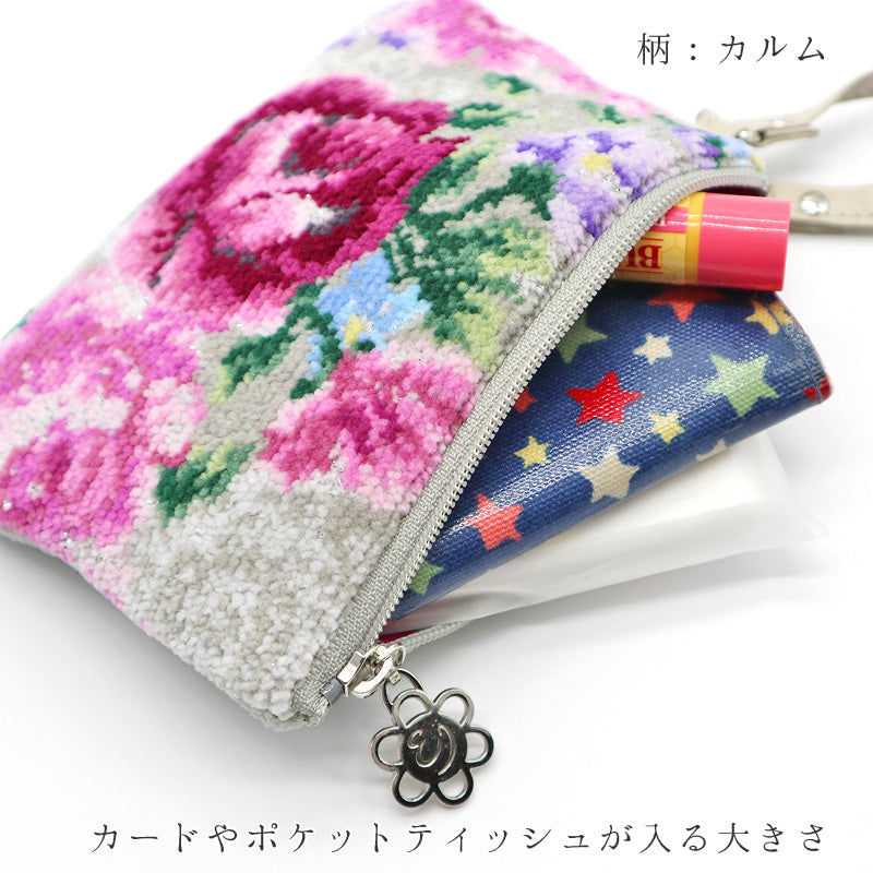 日本製 マリー柄 ストラップポーチ シェニール織