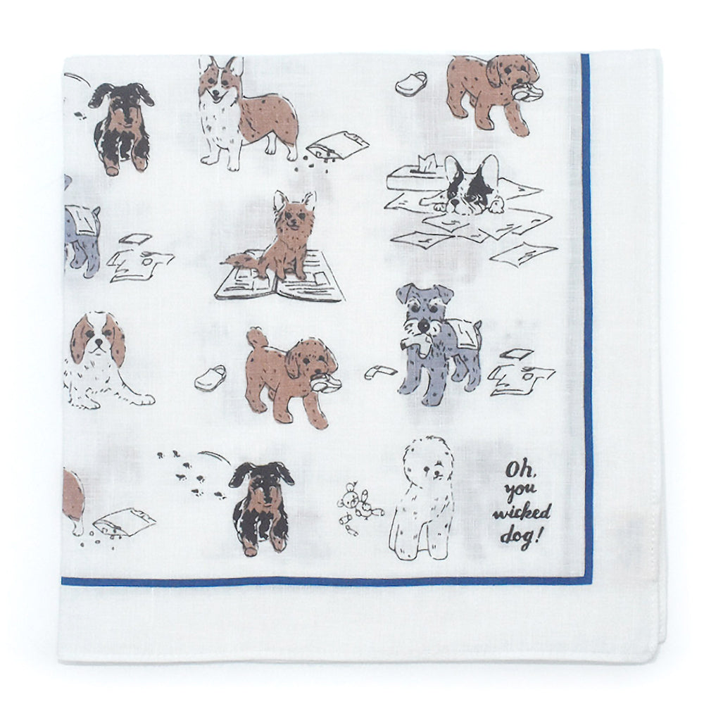 Linen la vie(リネン ラ・ヴィ):犬柄 猫柄 ウィキッドシリーズ 日本製 リネン100% ハンカチ