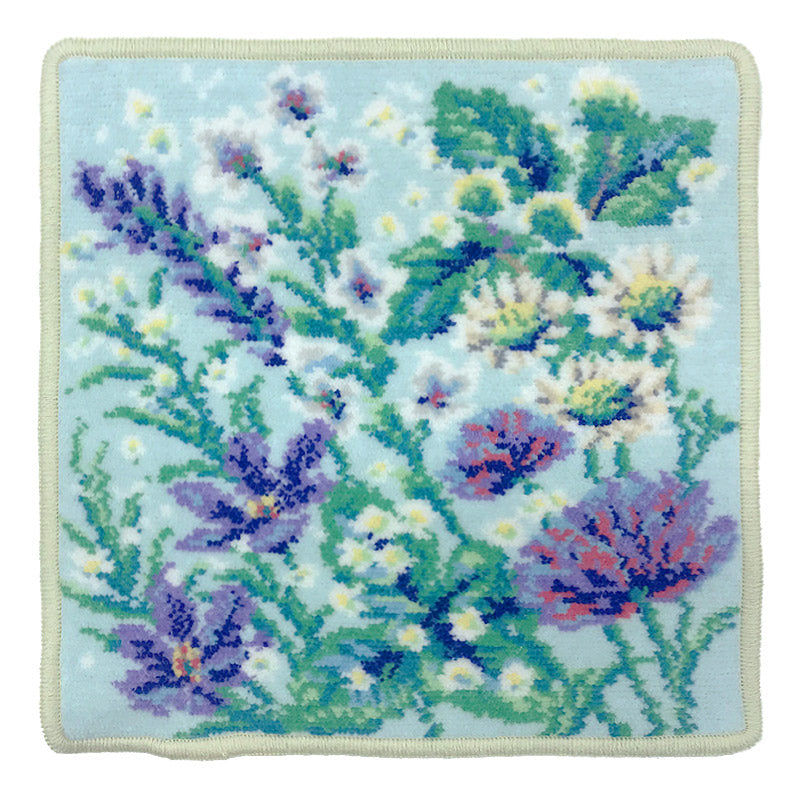 ナチュラルシリース ハーブ柄 日本製 シェニール織 ハンカチ 23cm