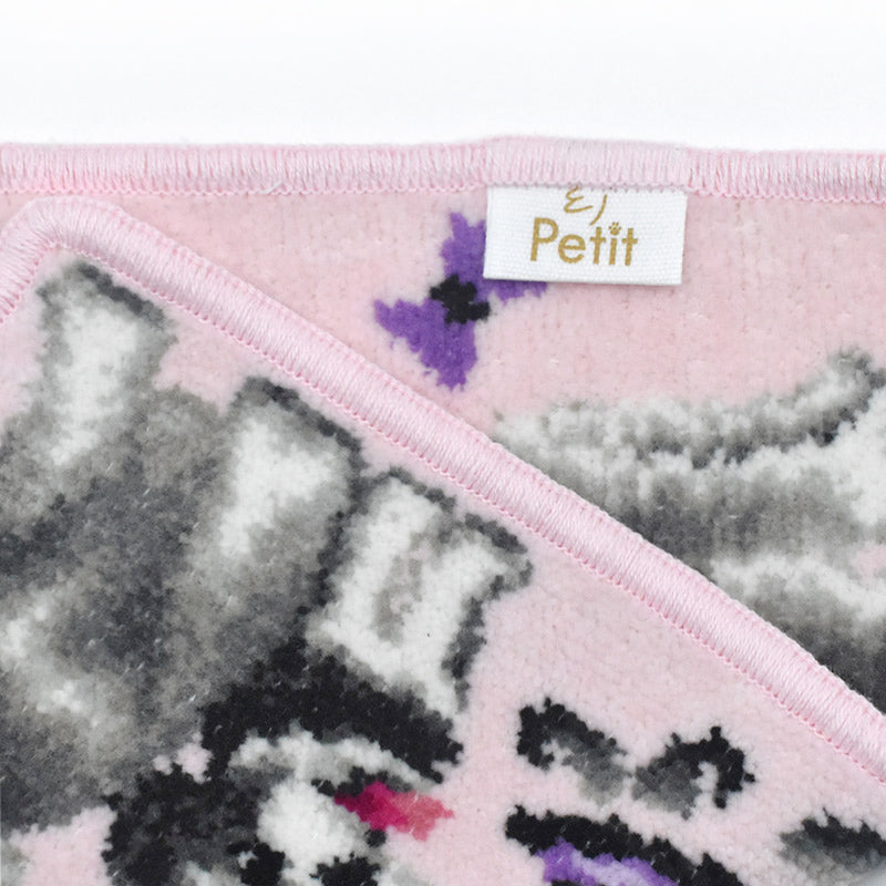 日本製 シュナウザー シェニール織 ハンカチ 23cm EjPetit ペアーズシリーズ pairs series 2148