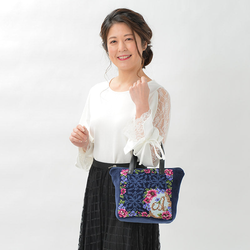 選べる イニシャル トートバッグ 花文字2