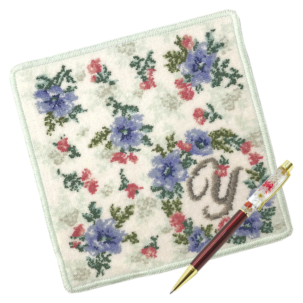 選べる ACEHJKMNRSTY イニシャルハンカチ & ハーバリウムボールペン ギフトセット