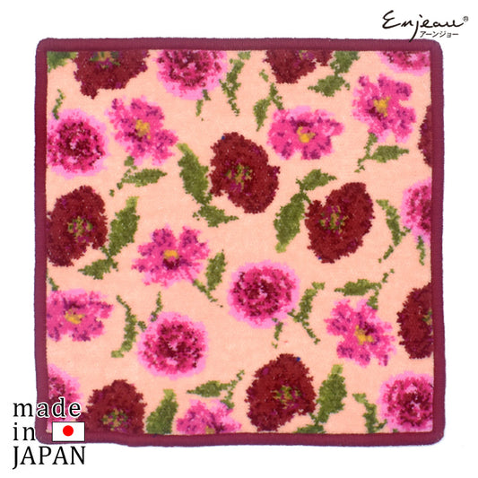 日本製 タオルハンカチ アデル 花柄 シェニール織 レディース ピンク 上品 アーンジョー ギフト プレゼント
