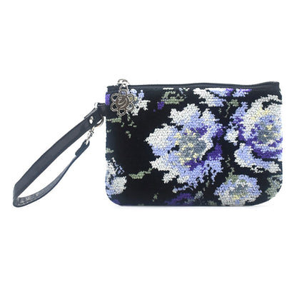 日本製 ストラップポーチ シェニール織 ローズソフィア 小さめ チャーム付 カバンに付けられる パスケース ギフト対応可