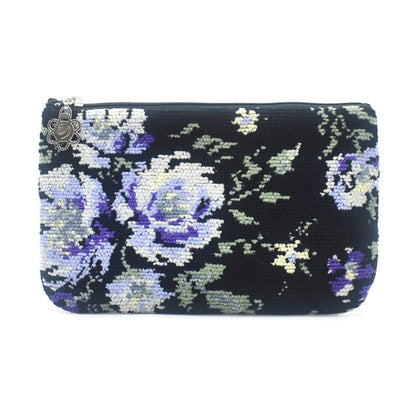 日本製 フラットポーチ ローズソフィア シェニール織 チャーム付 お薬手帳入れ ギフトラッピング対応可