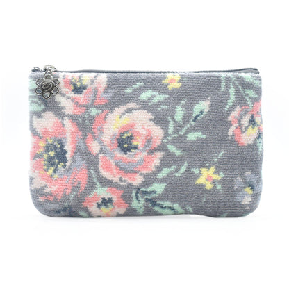 日本製 フラットポーチ ローズソフィア シェニール織 チャーム付 お薬手帳入れ ギフトラッピング対応可