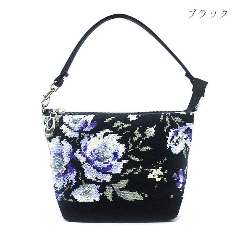 日本製 総シェニール織 コスメポーチ ローズソフィア 化粧ポーチ フォーマルバッグ Enjeau アーンジョー