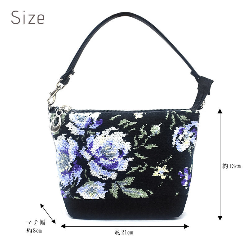 日本製 総シェニール織 コスメポーチ ローズソフィア 化粧ポーチ フォーマルバッグ Enjeau アーンジョー