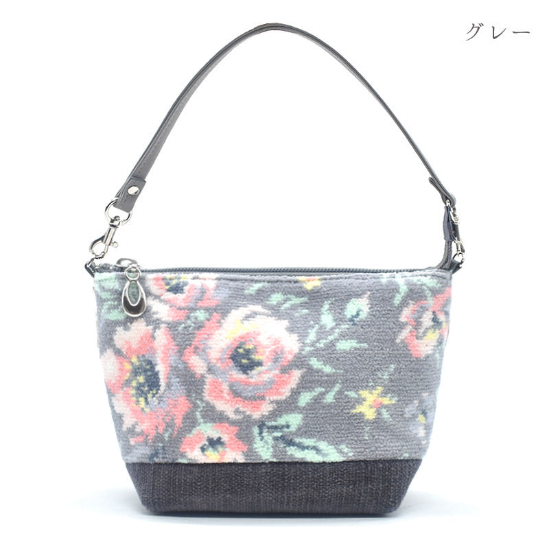 日本製 総シェニール織 コスメポーチ ローズソフィア 化粧ポーチ フォーマルバッグ Enjeau アーンジョー