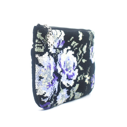 日本製 フラットポーチ ローズソフィア シェニール織 チャーム付 お薬手帳入れ ギフトラッピング対応可