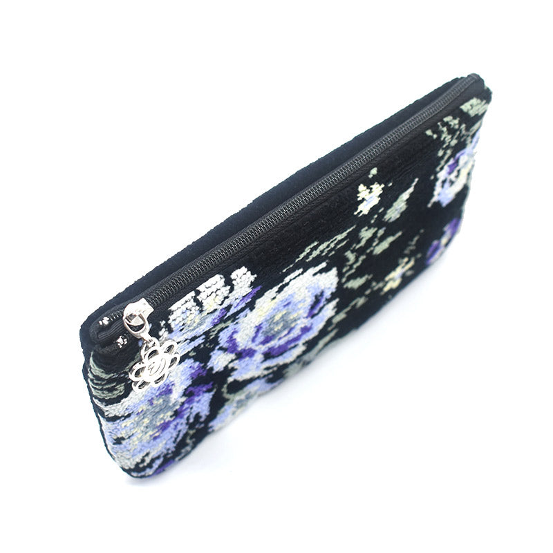 日本製 フラットポーチ ローズソフィア シェニール織 チャーム付 お薬手帳入れ ギフトラッピング対応可