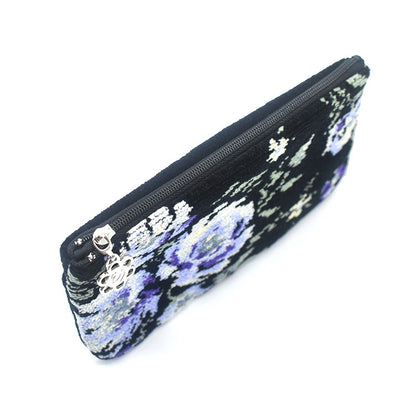 日本製 フラットポーチ ローズソフィア シェニール織 チャーム付 お薬手帳入れ ギフトラッピング対応可