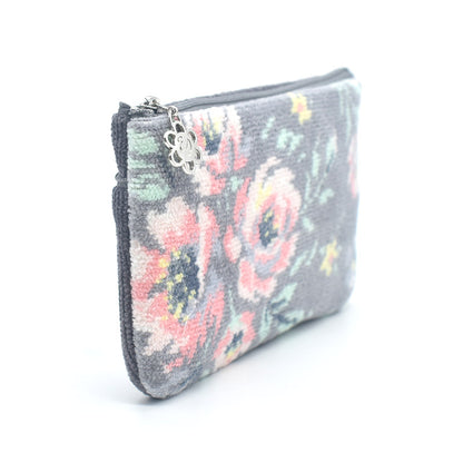 日本製 フラットポーチ ローズソフィア シェニール織 チャーム付 お薬手帳入れ ギフトラッピング対応可