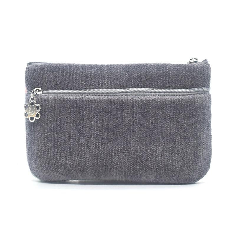 日本製 フラットポーチ ローズソフィア シェニール織 チャーム付 お薬手帳入れ ギフトラッピング対応可