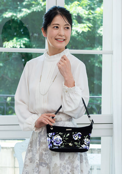 日本製 2wayバッグ ショルダーバッグ ポシェット ローズソフィア シェニール織 Enjeau アーンジョー