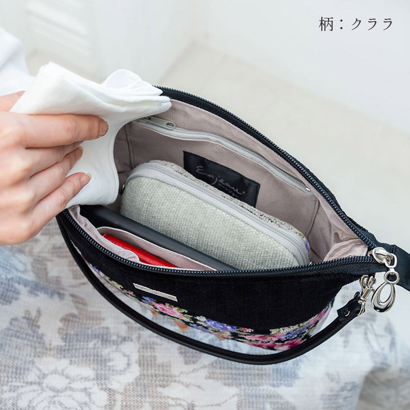 日本製 2wayバッグ ショルダーバッグ ポシェット ローズソフィア シェニール織 Enjeau アーンジョー