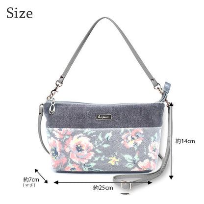 日本製 2wayバッグ ショルダーバッグ ポシェット ローズソフィア シェニール織 Enjeau アーンジョー