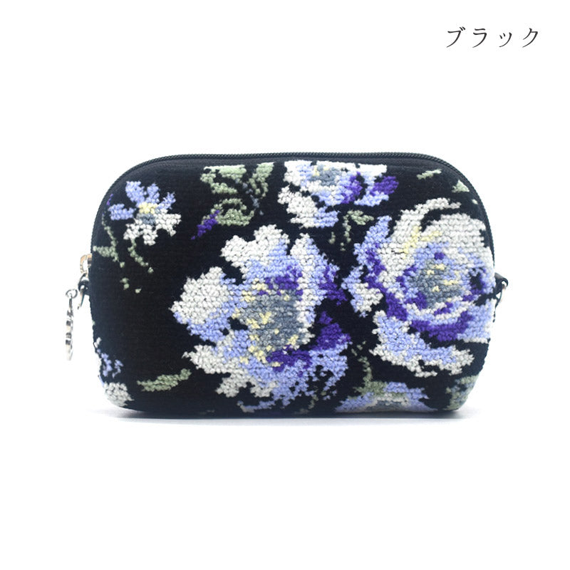 日本製 ミニポーチ ローズソフィア シェニール織 チャーム付 メイクポーチ 化粧ポーチ ギフトラッピング対応可 Enjeau アーンジョー