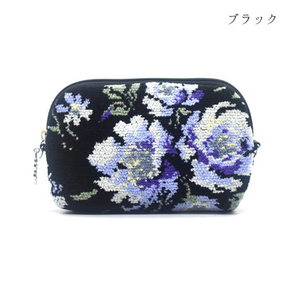 日本製 ミニポーチ ローズソフィア シェニール織 チャーム付 メイクポーチ 化粧ポーチ ギフトラッピング対応可 Enjeau アーンジョー