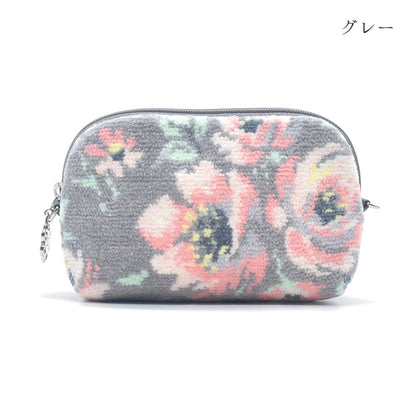 日本製 ミニポーチ ローズソフィア シェニール織 チャーム付 メイクポーチ 化粧ポーチ ギフトラッピング対応可 Enjeau アーンジョー