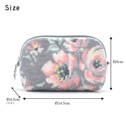 日本製 ミニポーチ ローズソフィア シェニール織 チャーム付 メイクポーチ 化粧ポーチ ギフトラッピング対応可 Enjeau アーンジョー