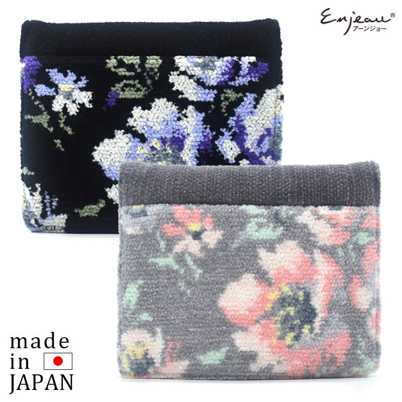 日本製 ポケットティッシュケース ローズソフィア ファスナーポケット付き シェニール織 ギフトラッピング対応可 Enjeau アーンジョー
