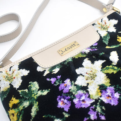 【早割10%OFF】予約販売 数量限定 2026年 福袋 C 本革×日本製シェニール織 ショルダーバッグ 花柄 ユリ柄 Enjeau アーンジョー