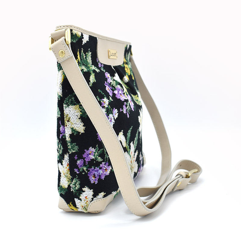 【早割10%OFF】予約販売 数量限定 2026年 福袋 C 本革×日本製シェニール織 ショルダーバッグ 花柄 ユリ柄 Enjeau アーンジョー