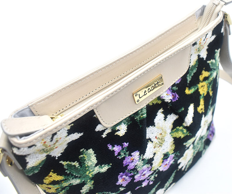 【早割10%OFF】予約販売 数量限定 2026年 福袋 C 本革×日本製シェニール織 ショルダーバッグ 花柄 ユリ柄 Enjeau アーンジョー