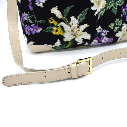 【早割10%OFF】予約販売 数量限定 2026年 福袋 C 本革×日本製シェニール織 ショルダーバッグ 花柄 ユリ柄 Enjeau アーンジョー