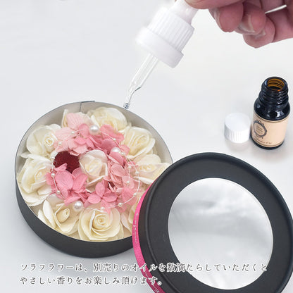 ギフトセット 日本製 コットンリネン ストール ＆ プリザーブドフラワー ソラフラワー ボックス ラッピング済み 母の日 プレゼント