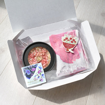 ギフトセット 日本製 コットンリネン ストール ＆ プリザーブドフラワー ソラフラワー ボックス ラッピング済み 母の日 プレゼント