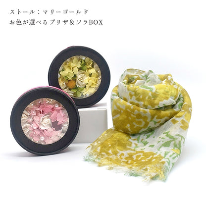 ギフトセット 日本製 コットンリネン ストール ＆ プリザーブドフラワー ソラフラワー ボックス ラッピング済み 母の日 プレゼント