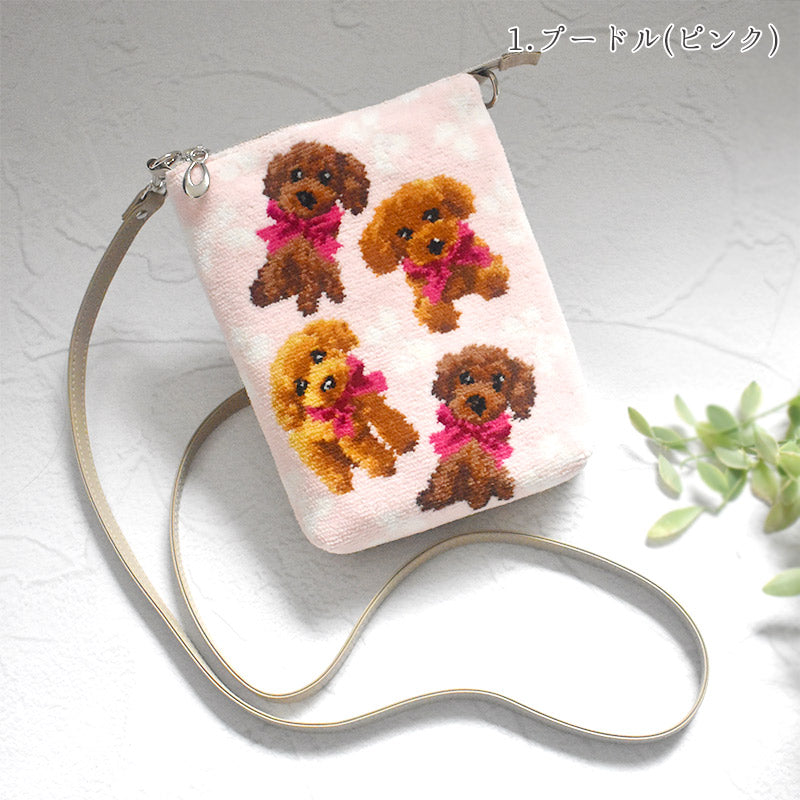 日本製 選べる 犬柄 ポシェット ショルダーバッグ 超軽量 シェニール織1