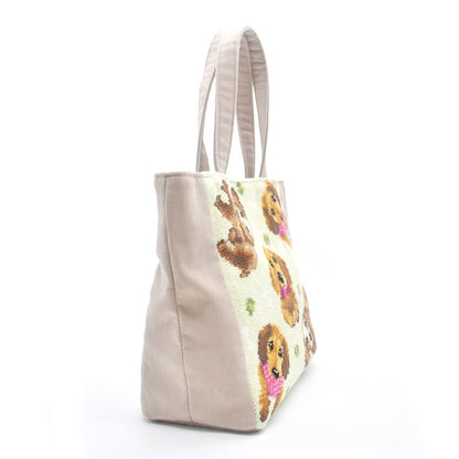 日本製 ミニチュアダックス ダックスフンド 総柄 トートバッグ 軽量 お散歩バッグ EjPetit シェニール織 Enjeau アーンジョー