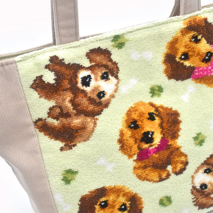 日本製 ミニチュアダックス ダックスフンド 総柄 トートバッグ 軽量 お散歩バッグ EjPetit シェニール織 Enjeau アーンジョー