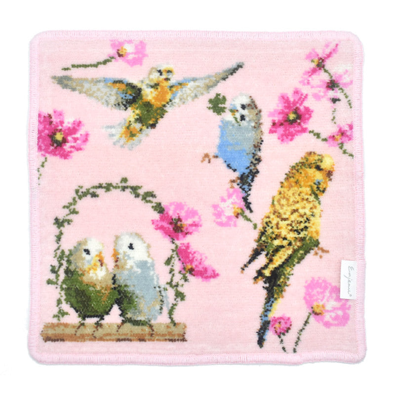 限定生産品 日本製 インコ シェニール織 ハンカチ Enjeau アーンジョー