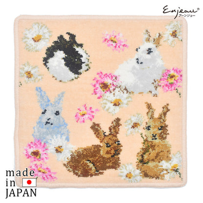 限定生産品 日本製 うさぎ シェニール織 ハンカチ Enjeau アーンジョー