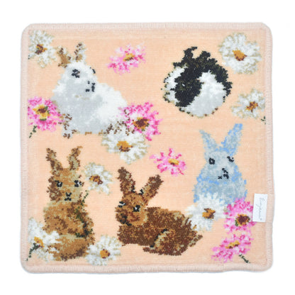 限定生産品 日本製 うさぎ シェニール織 ハンカチ Enjeau アーンジョー