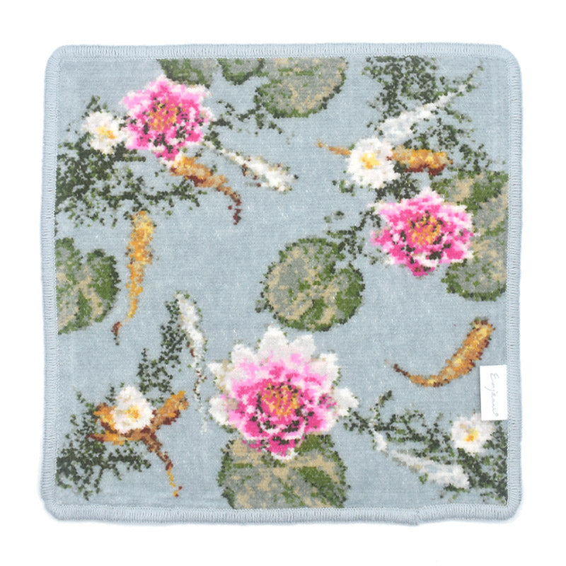 限定生産品 日本製  メダカ 睡蓮 シェニール織 ハンカチ Enjeau アーンジョー